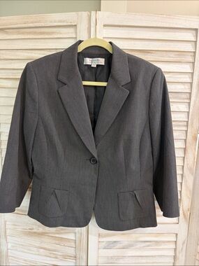 Tahari ASL Women's Dark Gray Single-Button Blazer